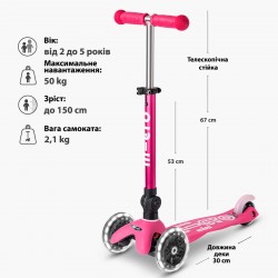 Самокат MICRO складний серії Mini Deluxe Foldable LED – Рожевий фото-7