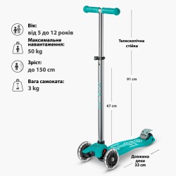 Самокат Micro серії Maxi Deluxe Glow LED – Желейний зелений фото-8