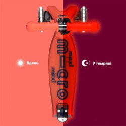 Самокат Micro серии Maxi Deluxe Glow LED - Красная аура фото-8
