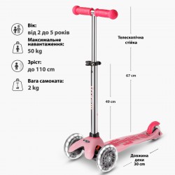 Самокат Micro серии Mini Deluxe Glow LED - Морозный розовый фото-9