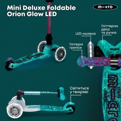 Самокат MICRO складной серии Mini Deluxe Foldable Orion Glow LED – Синий фото-7