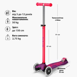 Самокат Micro серии Maxi Deluxe Neon LED - Ультра розовый фото-6