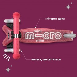 Самокат Micro серії Mini Deluxe Fairy Glitter LED – Рожевий фото-7